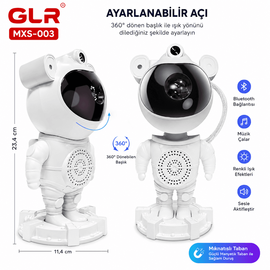 GLR MXS-003 Kumandalı Astronot Yıldız ve Galaksi Projeksiyonlu Lazer Gece Lambası