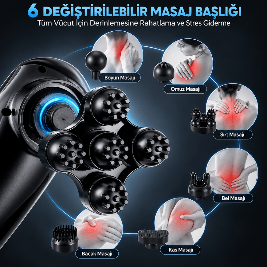 GLR YT-1706AL Şarjlı Titreşimli Uzun Saplı Masaj Tabancası