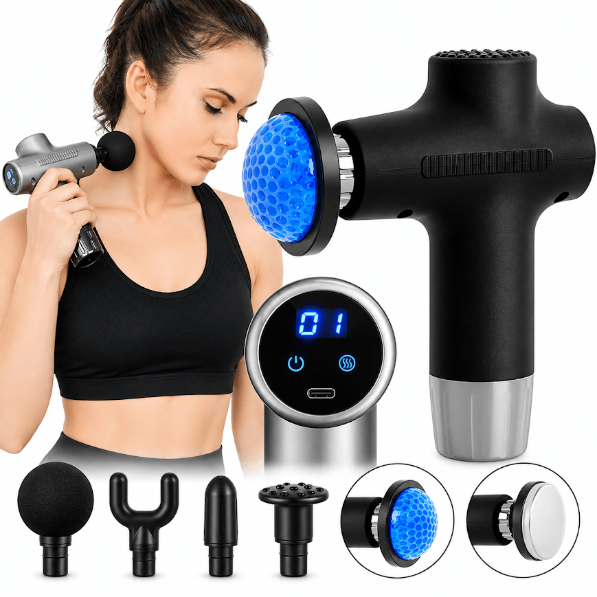 GLR JY-711 PLUS Isıtmalı Titreşimli Şarjlı 6 Başlıklı Masaj Tabancası