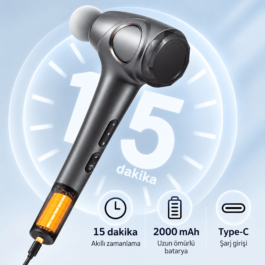 GLR YT-236 Şarjlı Titreşimli Uzun Saplı Masaj Tabancası