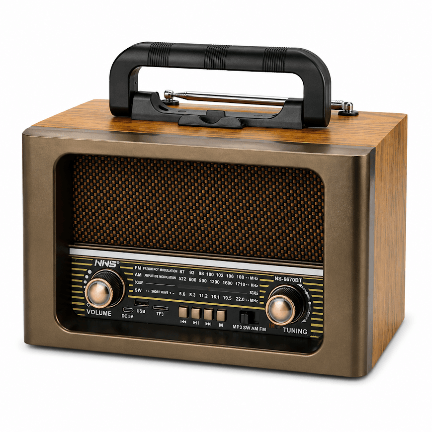 GLR NS-6670BT Nostaljik Görünümlü Bluetooth Radyo Hoparlör