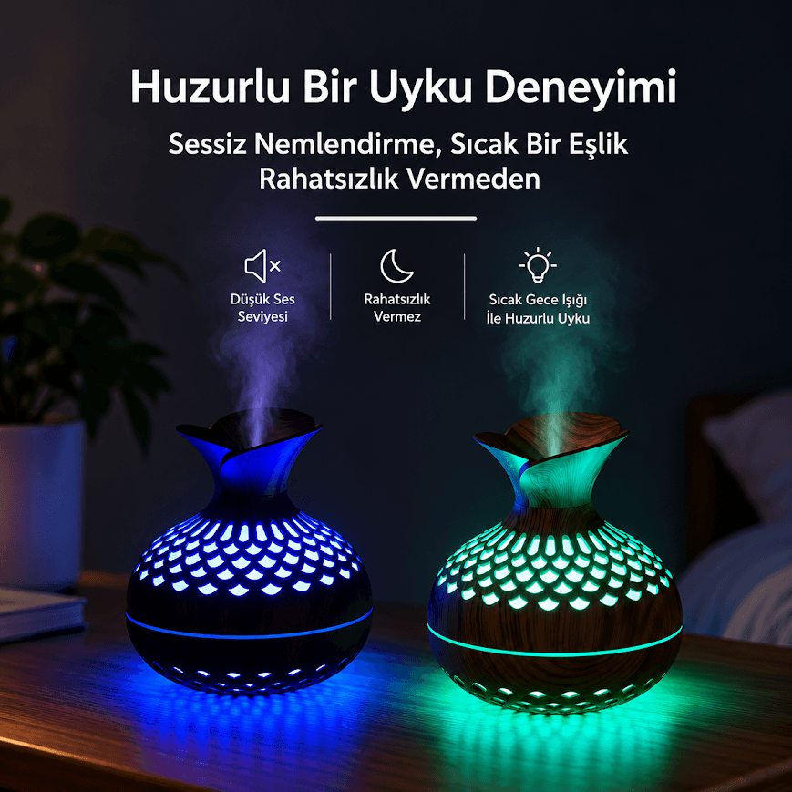 GLR K23 RGB Led Işıklı Vazo Tasarım Aromaterapi Hava Nemlendirici
