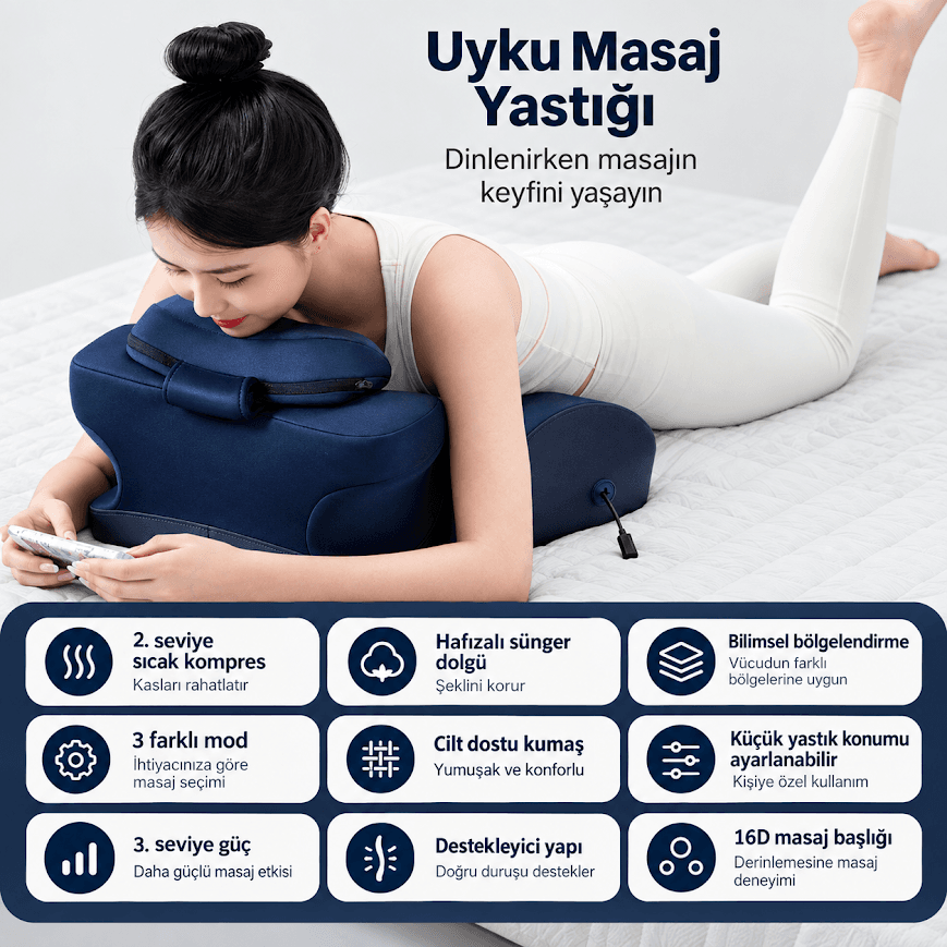 GLR PS-01 Derin Doku Özellikli Sırt ve Bel Masaj Yastığı