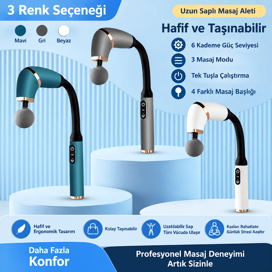 GLR ZC-2025 Şarjlı Titreşimli Uzun Saplı Masaj Tabancası
