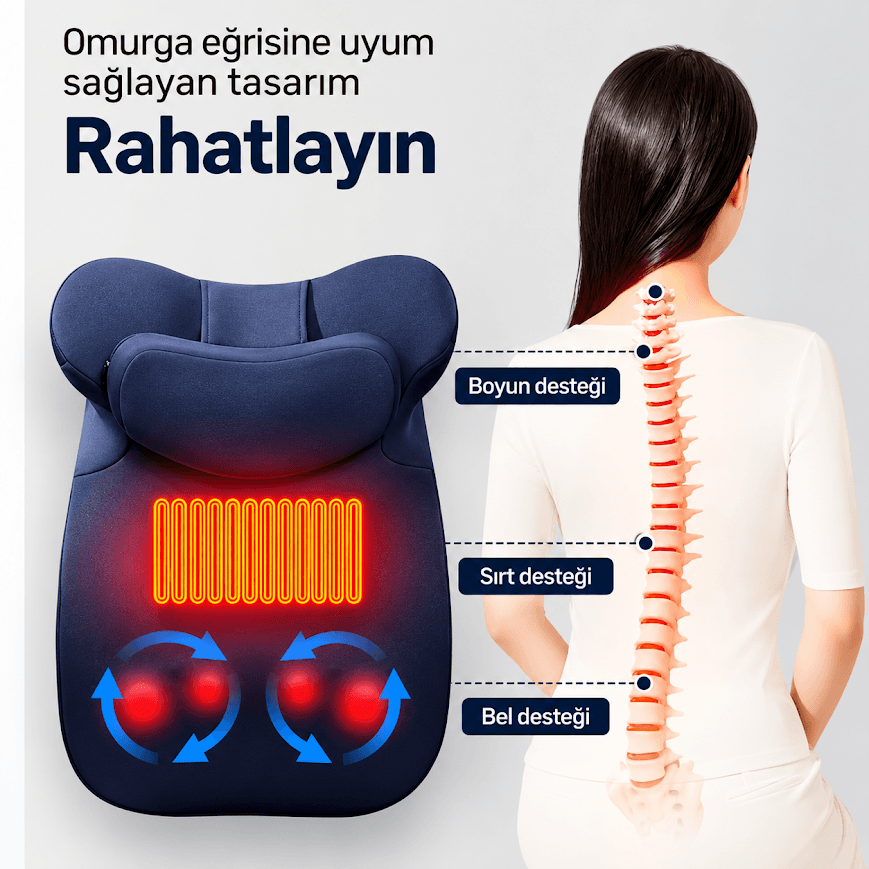 GLR PS-01 Derin Doku Özellikli Sırt ve Bel Masaj Yastığı