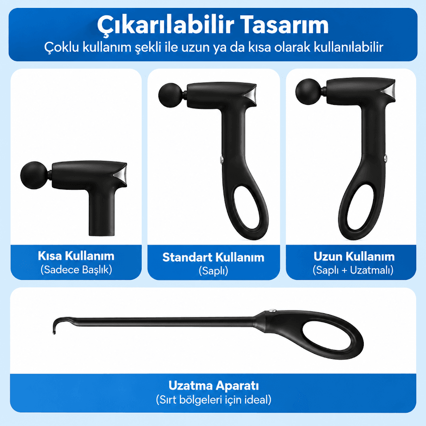 GLR KH-555 Titreşimli Şarjlı Uzun Saplı Masaj Tabancası