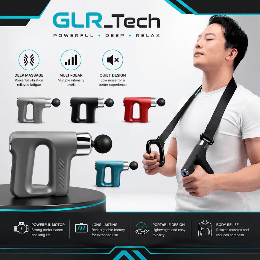 GLR KH-740 Titreşimli Şarjlı 4 Başlıklı Masaj Tabancası