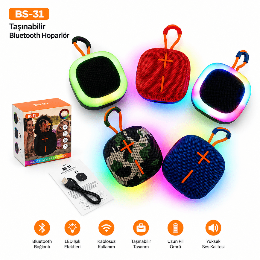 JRL BS-31 Su Geçirmez Taşınabilir Bluetooth Hoparlör