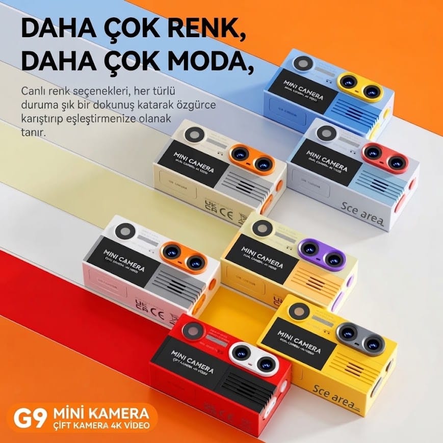 GLRTech G9 Dijital Ekranlı 1080P Full HD Mini Retro Vlog Aksiyon Kamerası