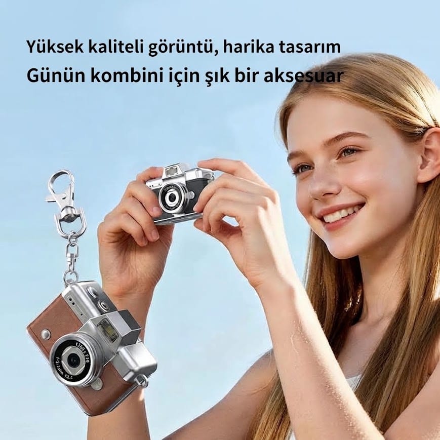 GLRTech LK-027 180 Derece Dönebilen Ekranlı Mini Retro Fotoğraf Makinesi