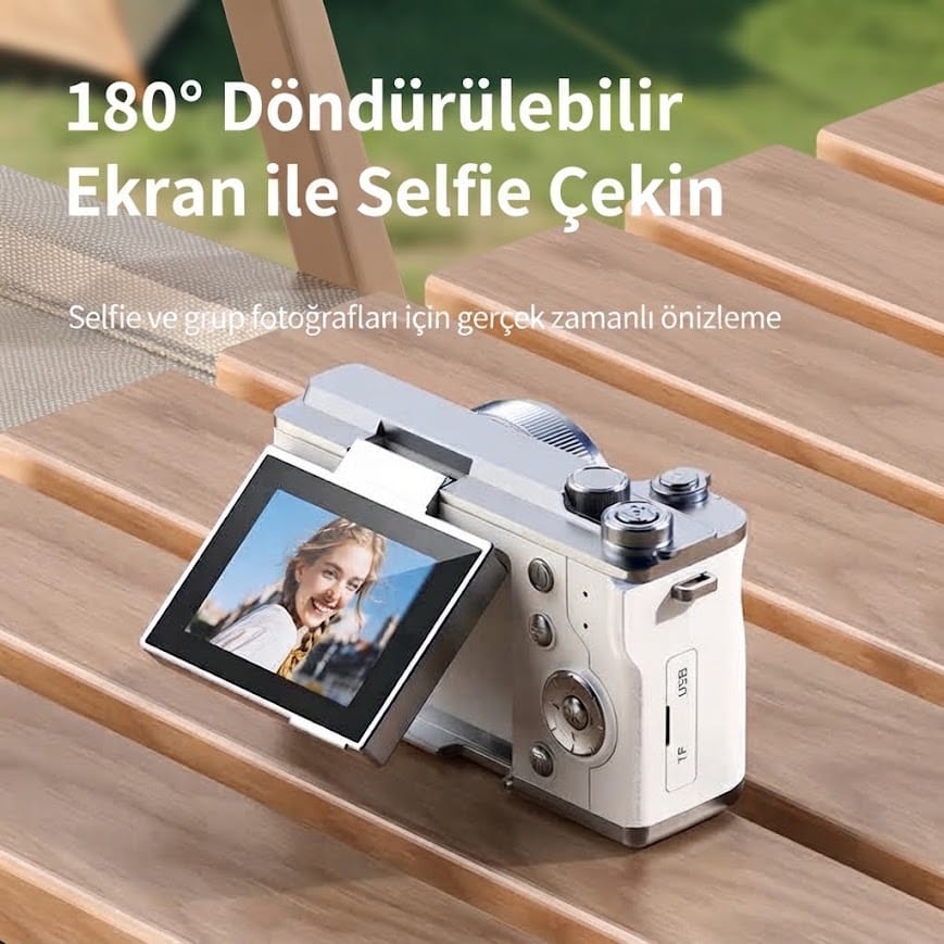 GLRTech LK-013 180 Derece Dönebilen Ekranlı 1080P Full HD Retro Fotoğraf Makinesi