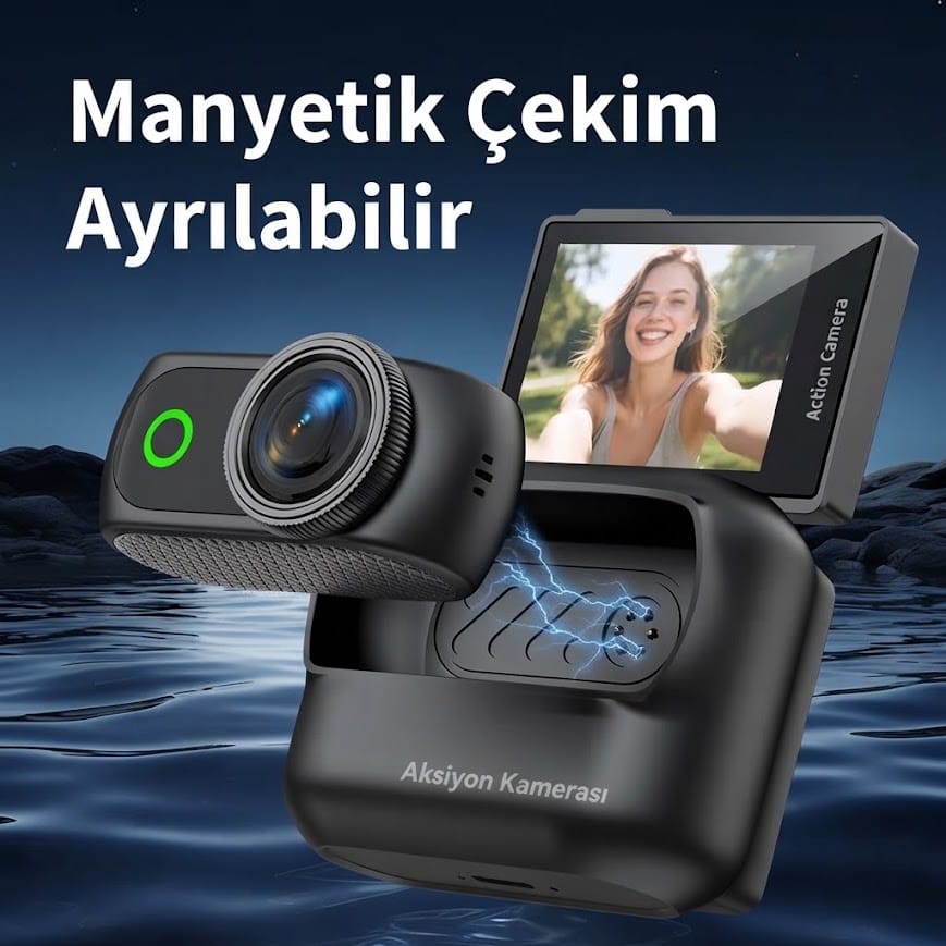 GLRTech LK-018 180 Derece Dönebilen Ekranlı 1080P Full HD Vlog Aksiyon Kamerası