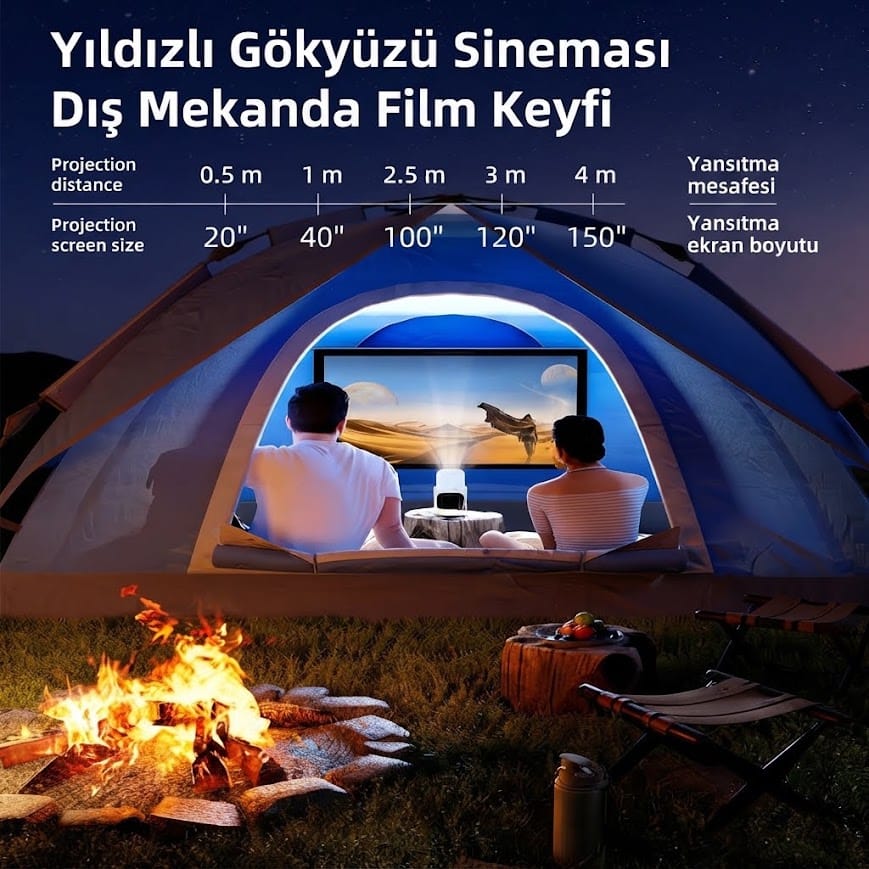 GLR K2 Taşınabilir 270 Derece Dönebilen 4K Android Destekli Projeksiyon