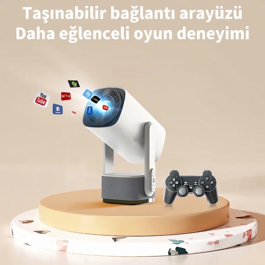 GLR K2 Taşınabilir 270 Derece Dönebilen 4K Android Destekli Projeksiyon