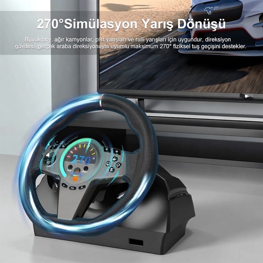 GLRTech HSGT100V2SL Yüksek Hassasiyetli Manuel Vites Oyun Direksiyon Seti