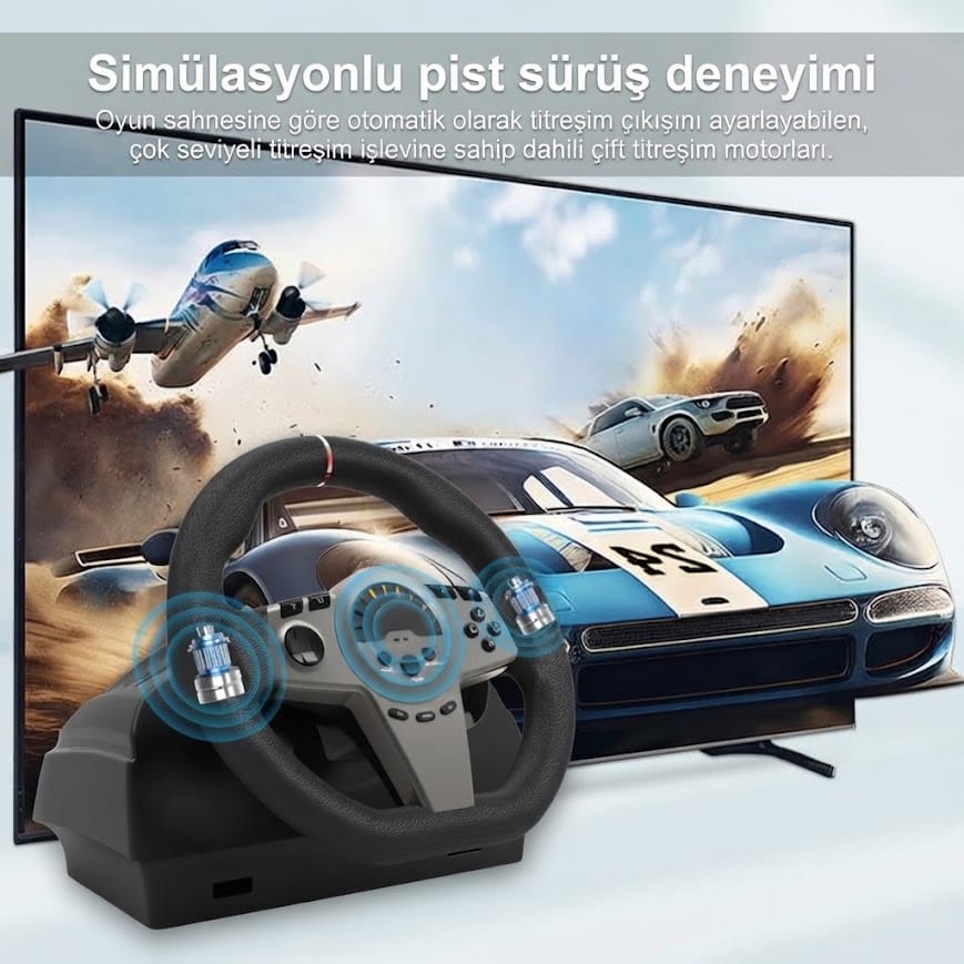 GLRTech HSGT100V2SL Yüksek Hassasiyetli Manuel Vites Oyun Direksiyon Seti