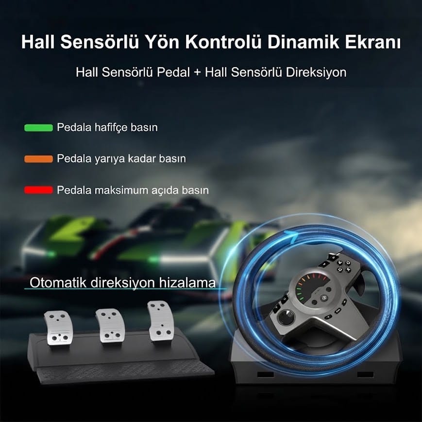 GLRTech HSGT100V2SL Yüksek Hassasiyetli Manuel Vites Oyun Direksiyon Seti