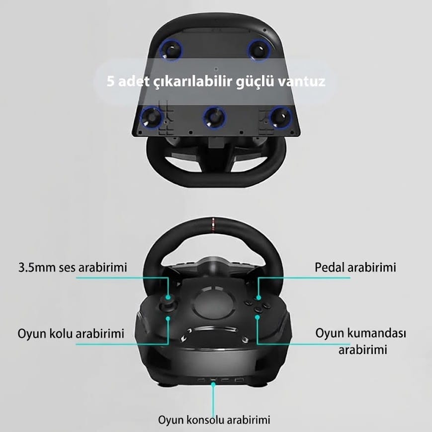 GLRTech 8in1 Yüksek Hassasiyetli Oyun Direksiyon Seti