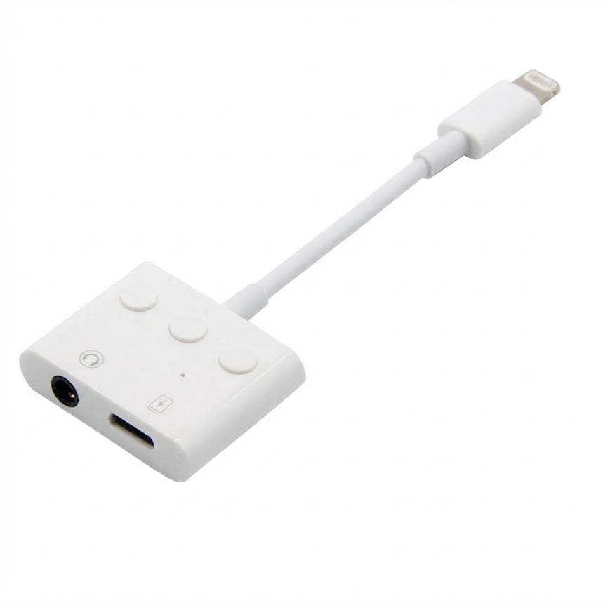 GLRTech Kumandalı Lightning to 3,5 Jack ve Lightning Girişe Dönüştürücü Adaptör