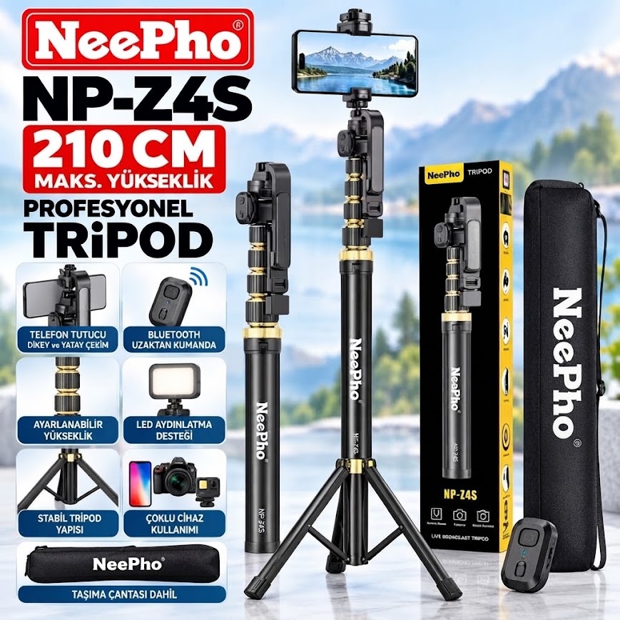 Neepho NP-Z4S Kumandalı Multifonksiyonel Işıklı Tripod