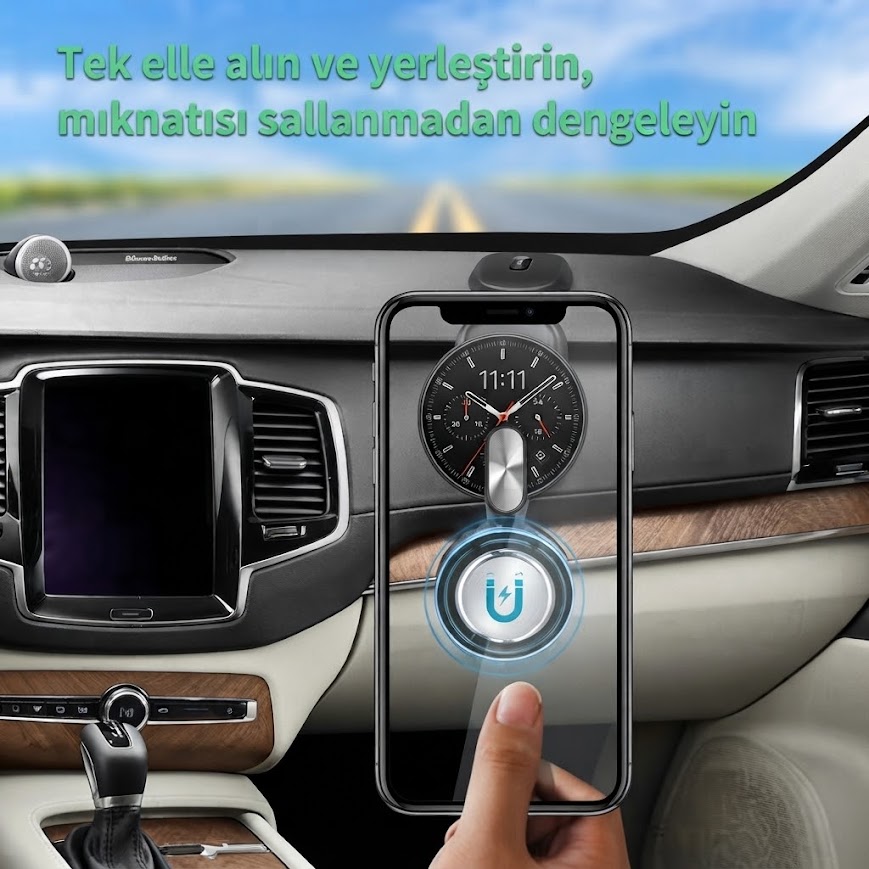 GLR RT-201 Manyetik Katlanabilir Göğüs Konsol Araç Telefon Tutucu