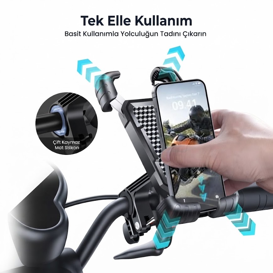 GLR H-ZX208 Gidon Kollu Bisiklet Motosiklet Telefon Tutucu