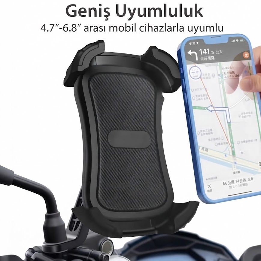 GLR CK-668 Aynadan Kollu Motosiklet Telefon Tutucu