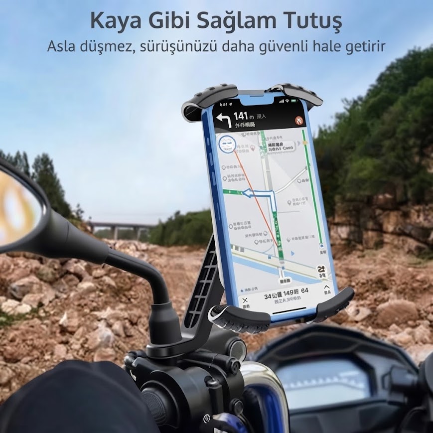 GLR CK-668 Aynadan Kollu Motosiklet Telefon Tutucu