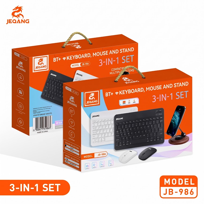 JEQANG JB-986 3in1 2.4 GHz Bağlantılı Bluetooth Kablosuz Klavye Mouse Seti
