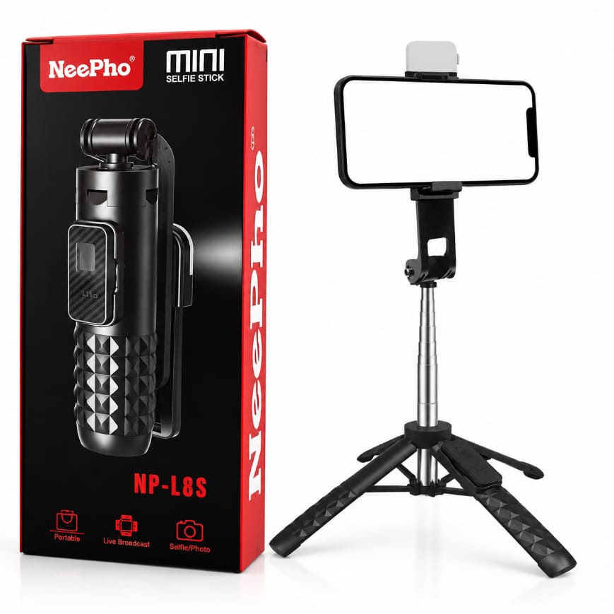 Neepho NP-L8S Kumandalı Mini Tripod Işıklı Selfie Çubuğu