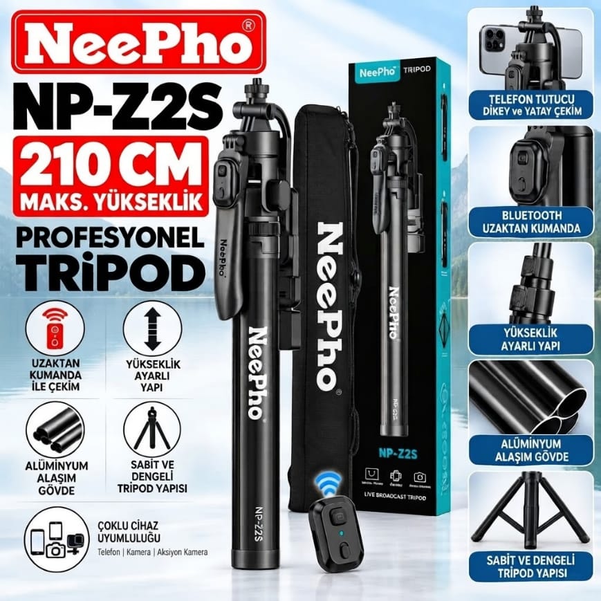 Neepho NP-Z2S Kumandalı Multifonksiyonel Işıklı Tripod