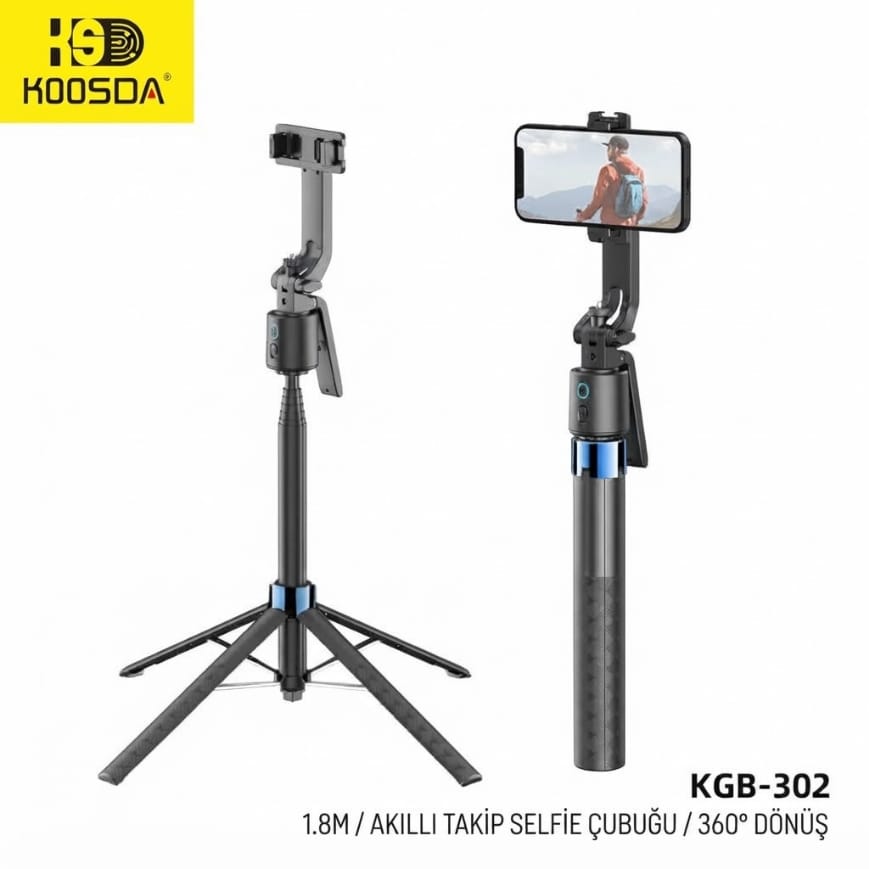 Koosda KGB-302 1.8 M Kumandalı Akıllı Takip Sensörlü Tripod Selfie Çubuğu