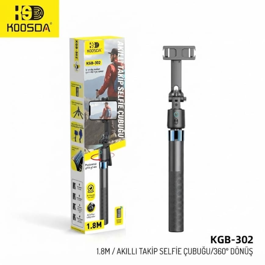 Koosda KGB-302 1.8 M Kumandalı Akıllı Takip Sensörlü Tripod Selfie Çubuğu