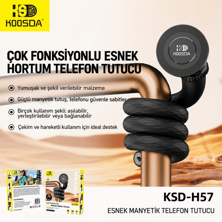 Koosda KSD-H57 Yılan Stil Esnek Bacaklı Fonksiyonel Magsafe Telefon Tutucu