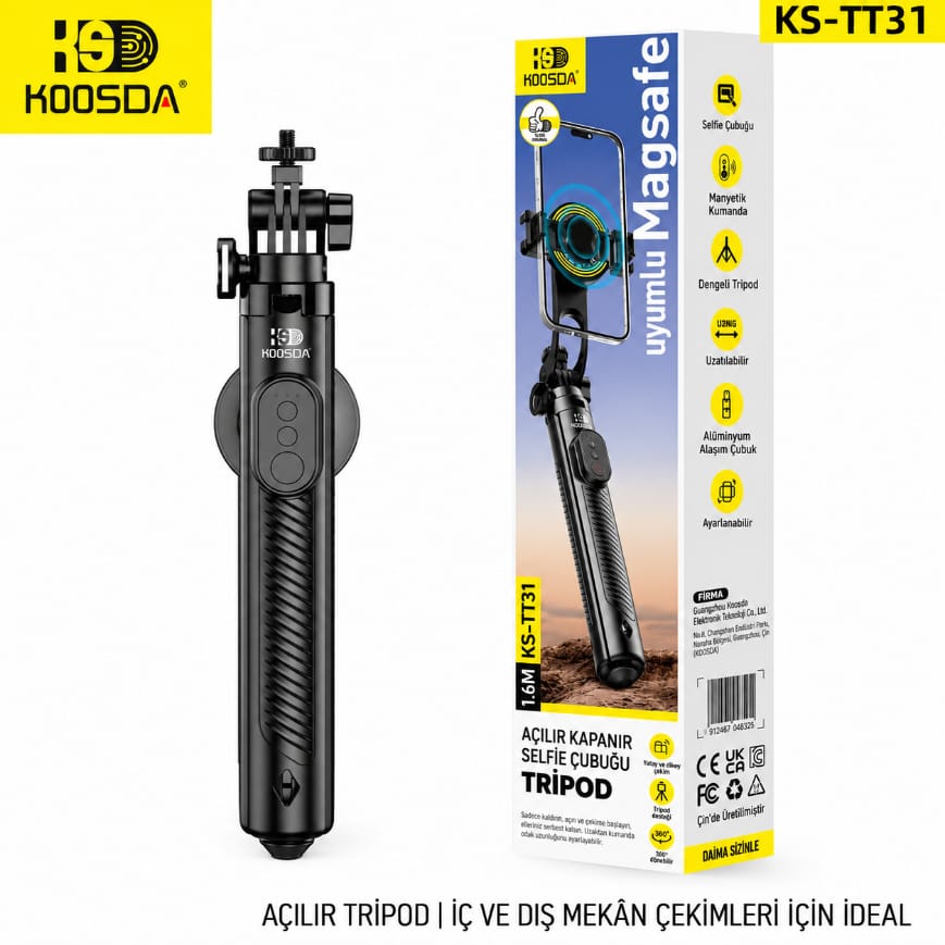Koosda KS-TT31 1.6 M Magsafe Uyumlu Pop-Up Mekanizmalı Tripod