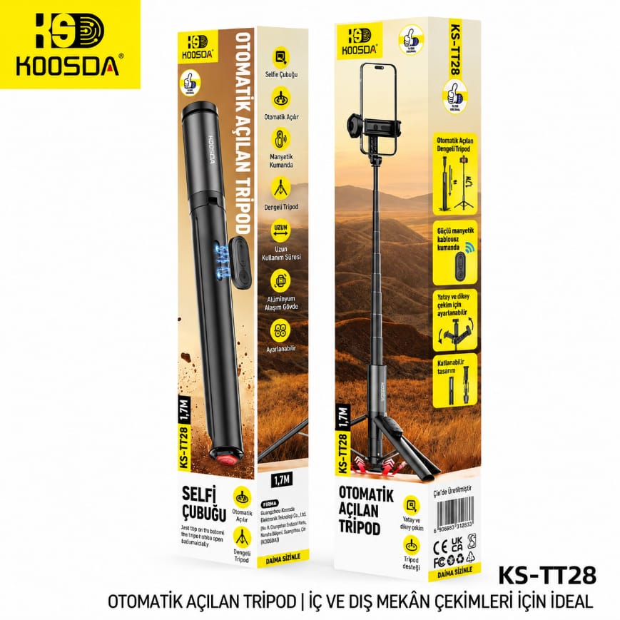 Koosda KS-TT28 1.7 M Kumandalı Otomatik Açılan Tripod