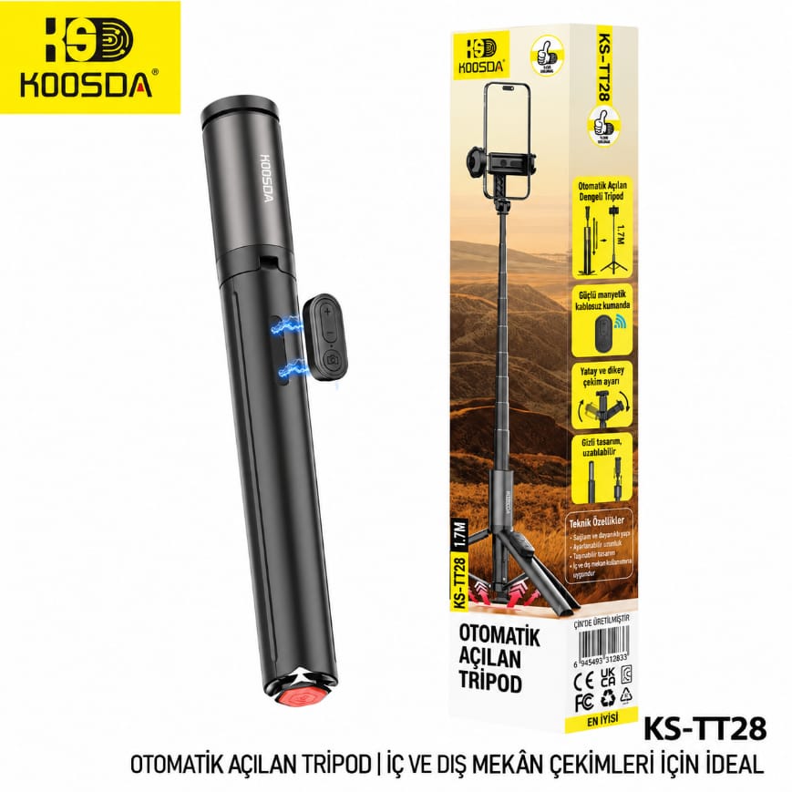 Koosda KS-TT28 1.7 M Kumandalı Otomatik Açılan Tripod