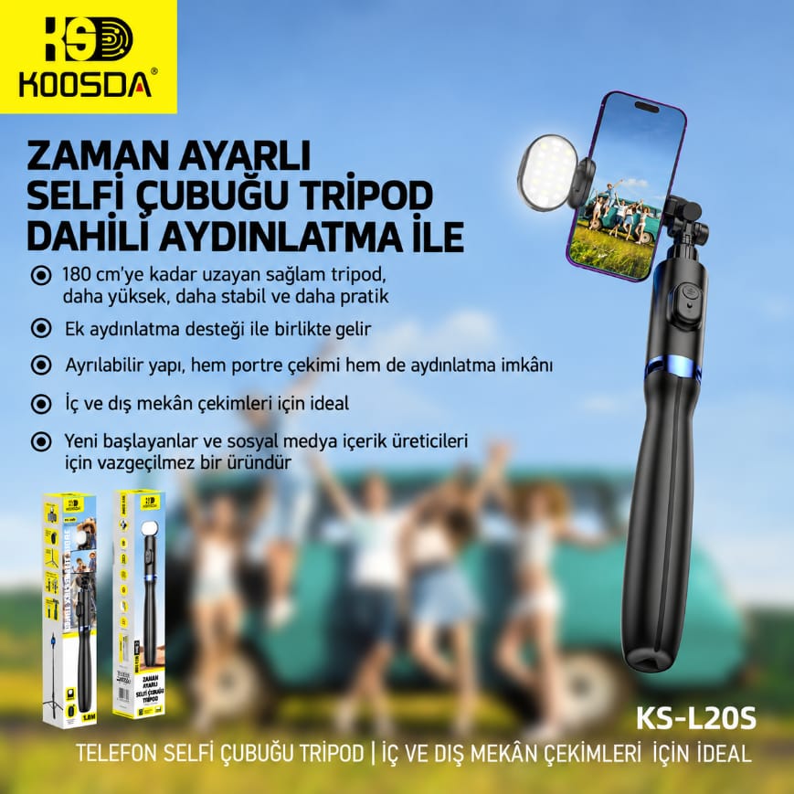 Koosda KS-L20S 1.8 M Kumandalı Multifonksiyonel Işıklı Tripod