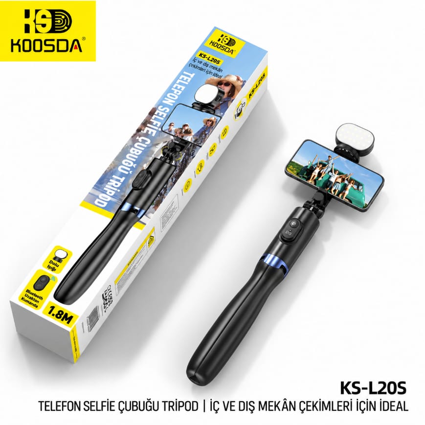 Koosda KS-L20S 1.8 M Kumandalı Multifonksiyonel Işıklı Tripod