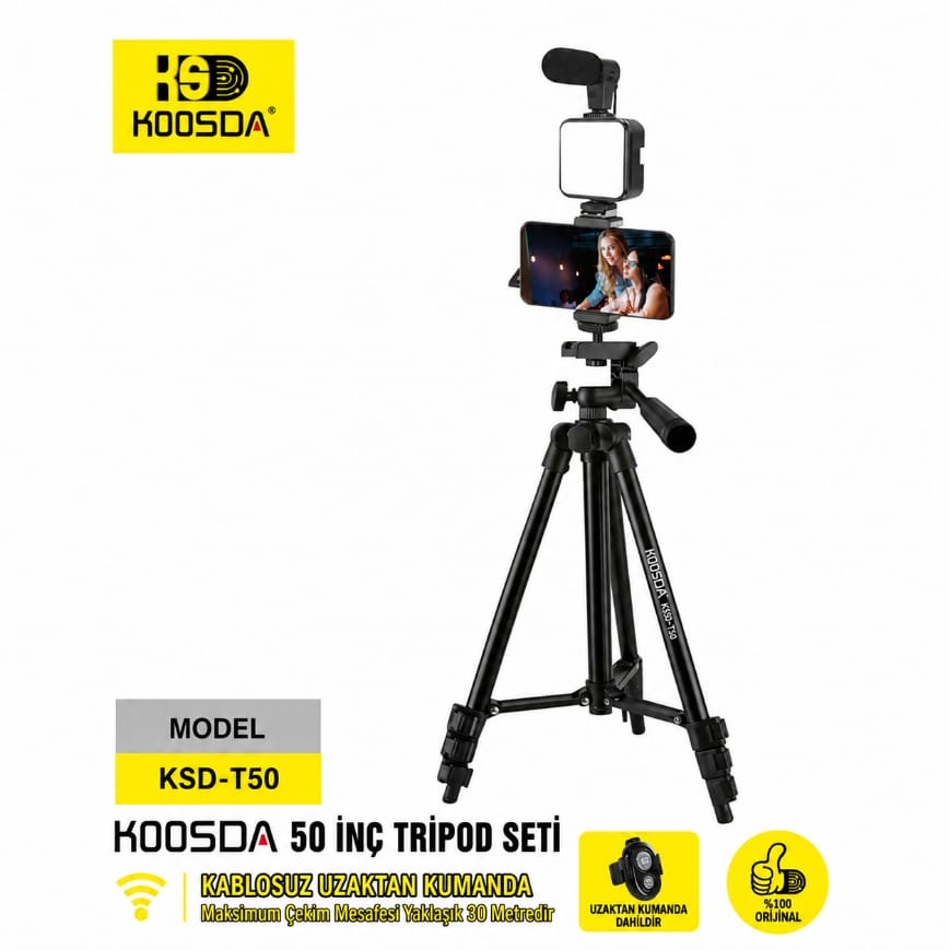 Koosda KSD-T50 50 İnç Fonsiyonel Profesyonel Tripod Seti