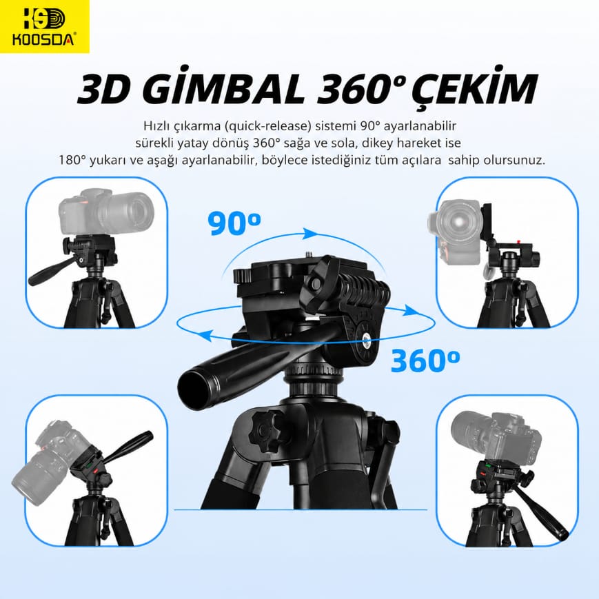 Koosda KSD-980 2.1 M Fonsiyonel Profesyonel Tripod