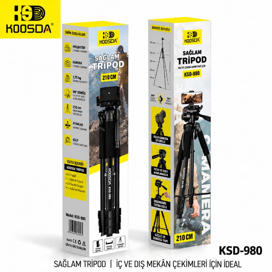 Koosda KSD-980 2.1 M Fonsiyonel Profesyonel Tripod