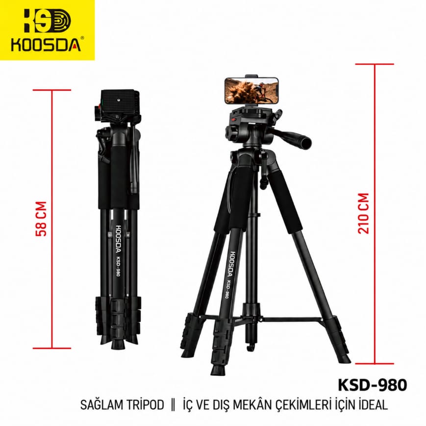 Koosda KSD-980 2.1 M Fonsiyonel Profesyonel Tripod