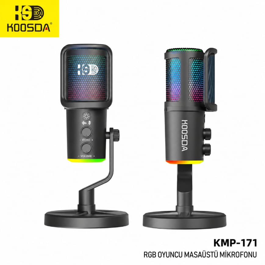Koosda KMP-171 RGB Profesyonel Stüdyo Yayıncı ve Oyuncu Mikrofon Seti