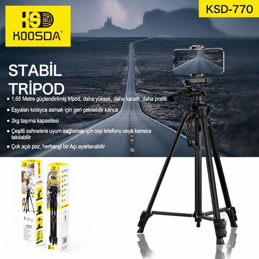 Koosda KSD-770 1.65 M Kumandalı Profesyonel Tripod