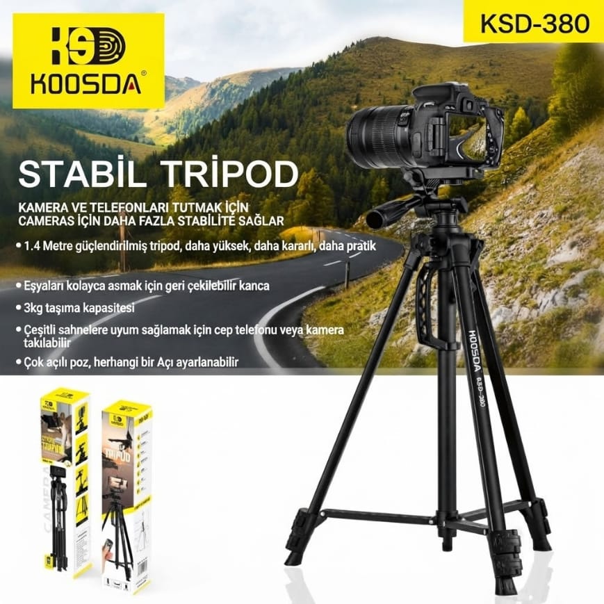 Koosda KSD-380 1.4 M Kumandalı Profesyonel Tripod