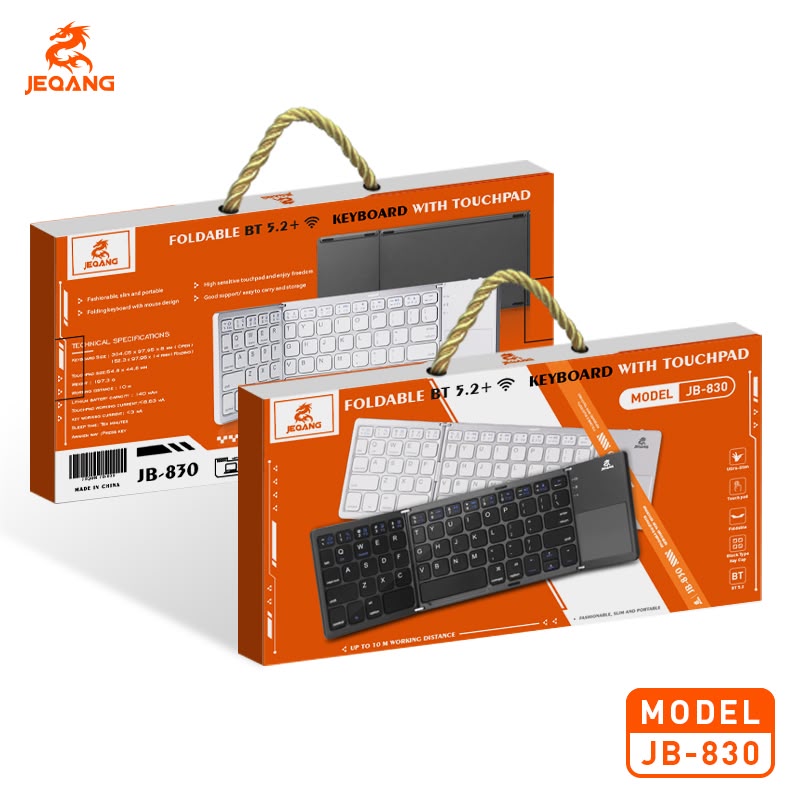 JEQANG JB-830 Touchpad Özellikli Bluetooth Kablosuz Katlanabilir Mini Klavye