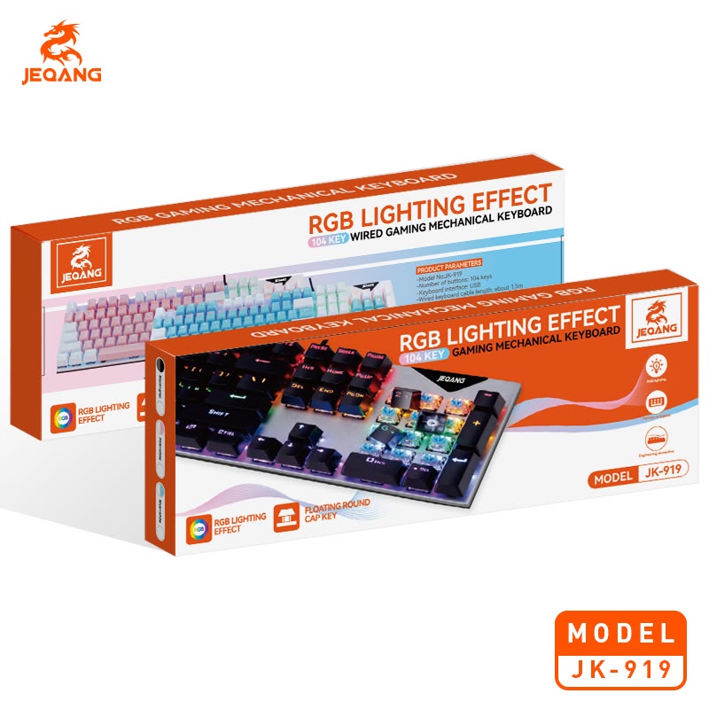 JEQANG JK-919 USB Kablolu RGB Işıklı Mekanik Oyuncu Klavyesi