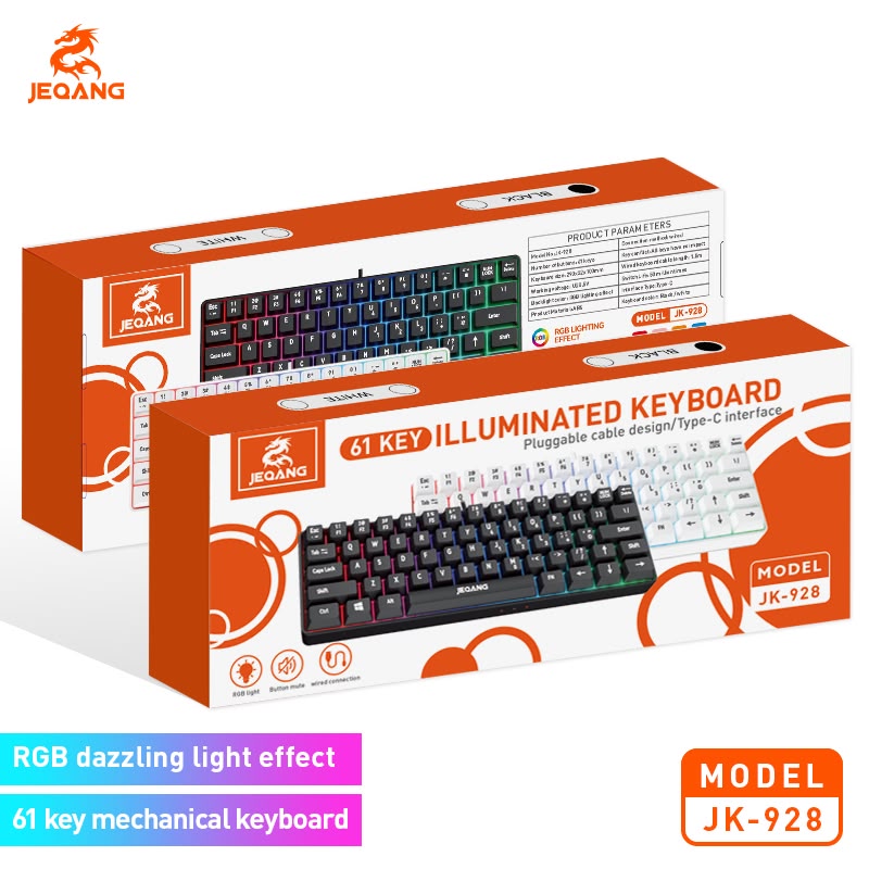 JEQANG JK-928 USB Kablolu RGB Işıklı Mekanik Klavye