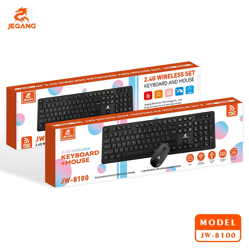 JEQANG JW-8100 2.4 GHz Bağlantılı Kablosuz Klavye Mouse Seti
